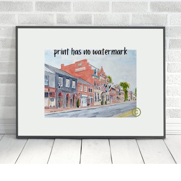 Leesburg Virginia, Lightfoot restaurant, Virginia map, Loudoun County Virginia, Historic Leesburg, Virginia watercolor print, VA print