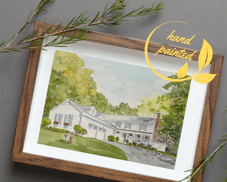 Custom home portrait, Painting from photo, painting of home, House sketch illustration, Realtor gift image 8