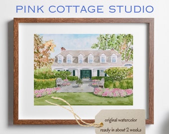 Custom home portrait, Painting from photo, painting of home, House sketch illustration, Realtor gift