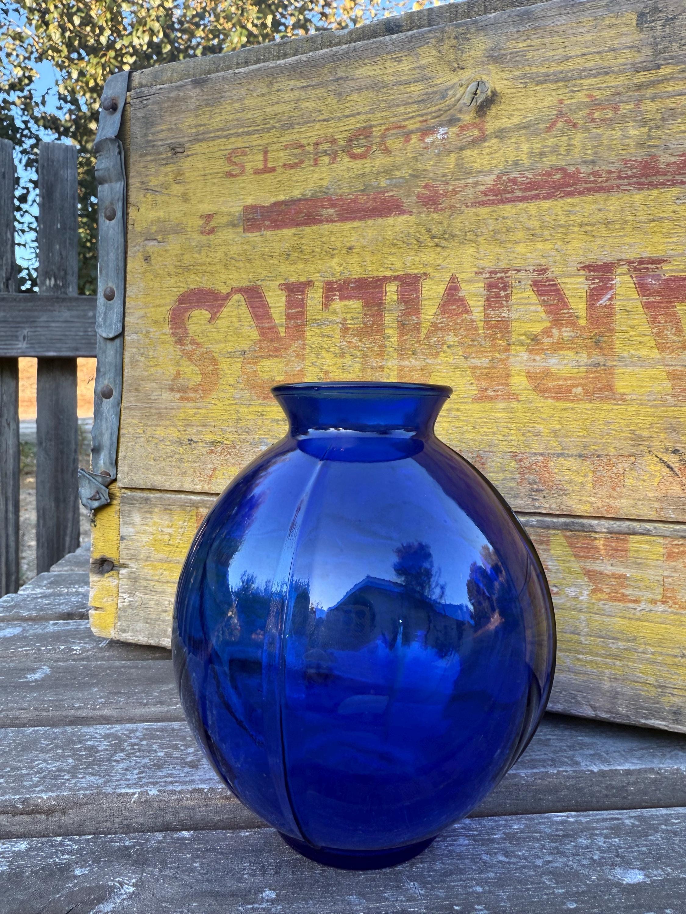 Depression Glass Vase Blue - Etsy