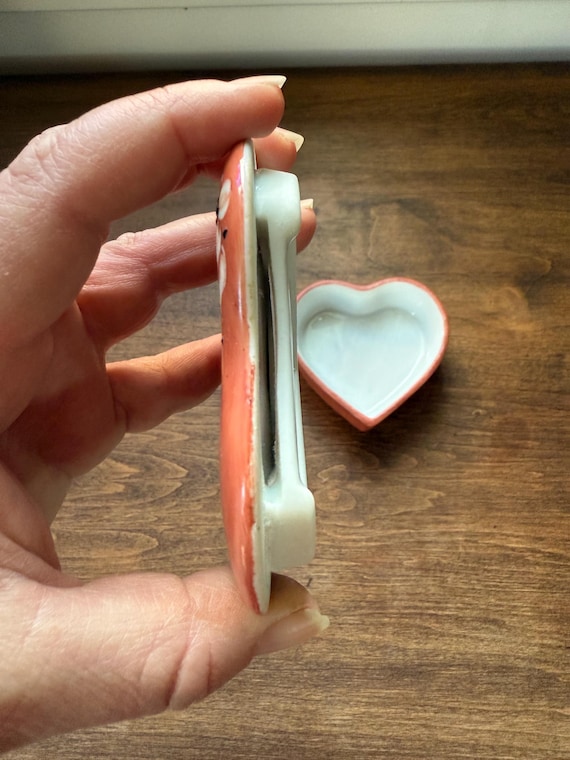 Hand Painted Porcelain Heart Trinket Box, Artist Signed View 3