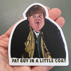 Fat guy in a little coat vinyl sticker (Matte Finish)