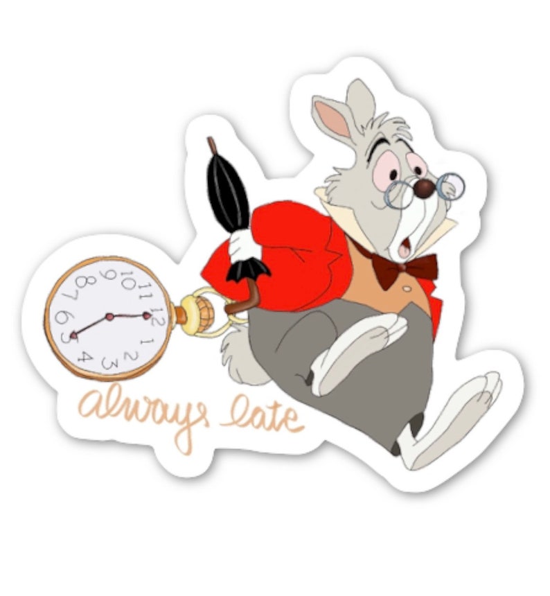 Alice in Wonderland White Rabbit Sticker: Waterproof Vinyl Decal - Etsy