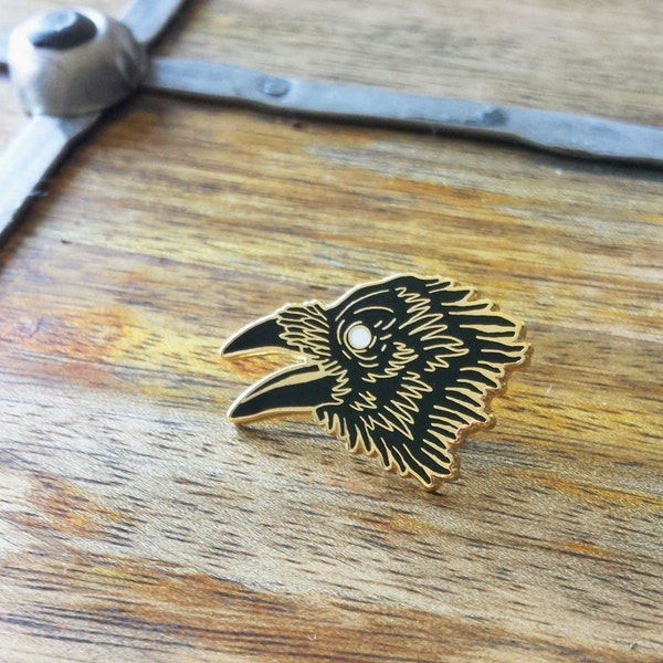 Dark Wings, Raven Enamel Lapel Pin | High Polish, Enamel & Gold Plated