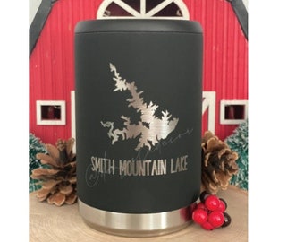 Engraved Smith Mountain Lake Standard Cooler 12oz Soda Seltzer Beer Cold White Elephant Santa Groom Bride Stocking Stuffer