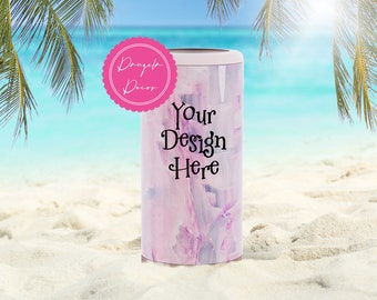 Mock Up Slim Can Cooler Beach Sand Vacation Geode Rain Mockup Sublimation Photo JPG Beer Soda Juice Drink Tumbler Bachelorette Bride Sun