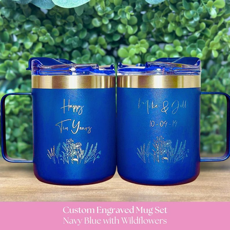 Personalized 10th Anniversary Mug Set – Engraved Stainless Steel Gift image 8