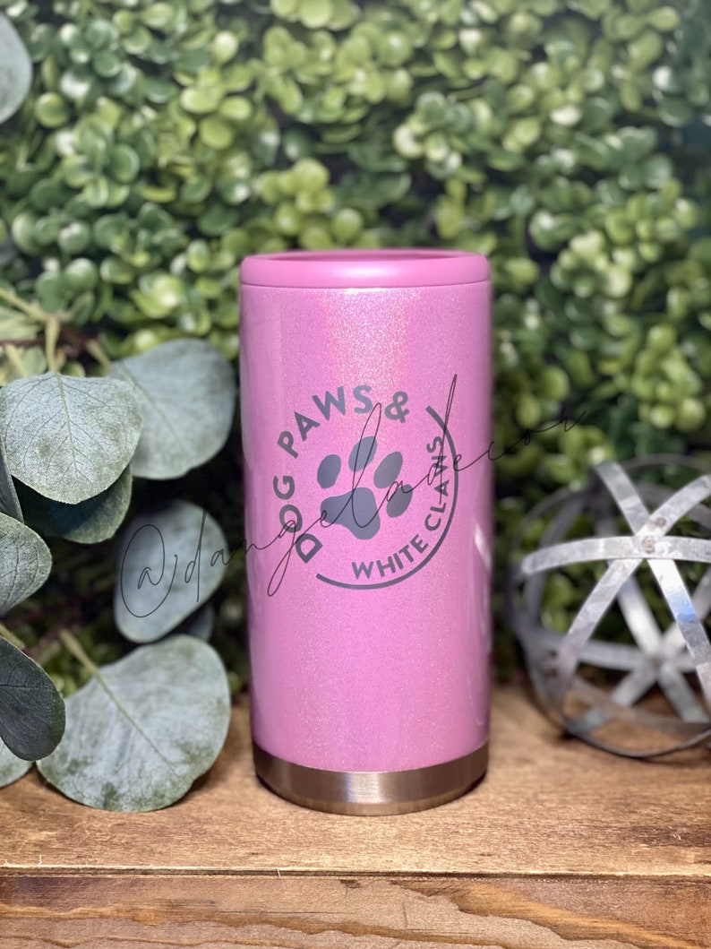 NEW Dog Paws Skinny Slim Can Cooler Hard Sparkling Seltzer Bachelorette Pool Beach Vacation Gift Lake Boat Summer Party Puppy Dad Beers Brew Pink Magic