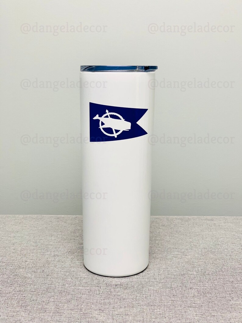 Nauti in Nantucket Flag Skinny Steel Tumbler 20oz with Sipping Lid and Straw Renter Gift