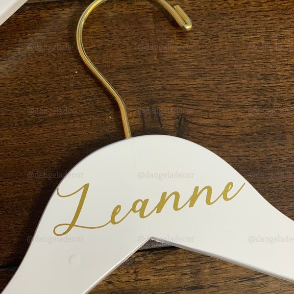 Custom Gold Hook Wedding Dress Hanger, Bridesmaids Hangers, Calligraphy Hanger, Hand Lettered Hanger, Wedding Gifts, Bridesmaids Gifts