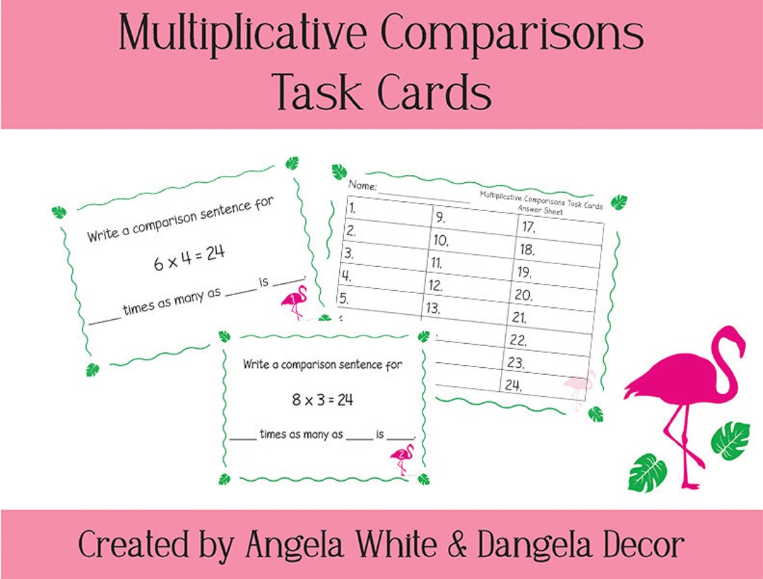 Multiplicative Comparisons Flamingo Task Cards 4th Grade Math - Etsy