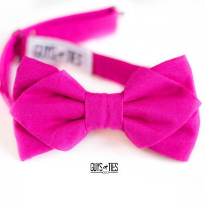 hot pink diamond point bow tie, cotton pointed bow tie, school dance bow ties, pink bow ties for men, unique kids bow tie, pre tied self tie