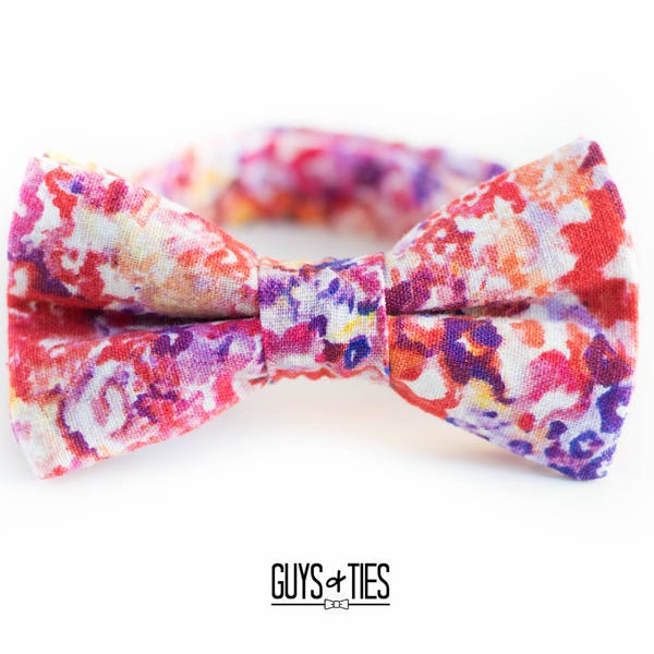 floral bow tie, bowties for men, watercolor bow ties, groom flower bow tie, summer wedding bowtie, floral dog bowtie, boys red bow ties