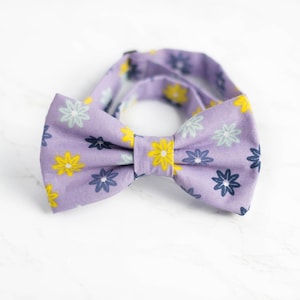 lilac floral bow tie, daisy bow tie, pastel spring bow ties, purple bowtie for men boys, mini daisies bowties, spring wedding bowtie, groom