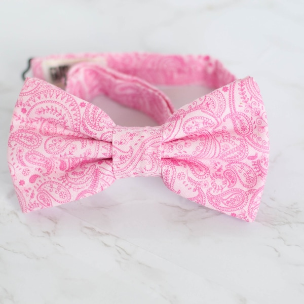 pink paisley bow tie, mens bow ties, hot pink bow tie, prom bow ties, self tie bow tie, pre tied, pink dog bow tie, handkerchief bow tie