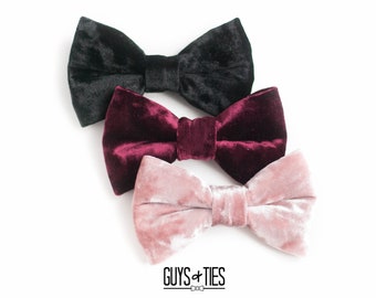 crushed velvet bow tie, elegant black gala bowtie, fancy bow ties for men, groomsmen wedding bow tie, dusty rose bow tie, burgundy bowties