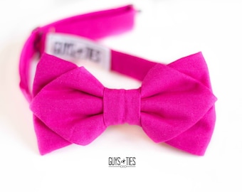 hot pink diamond point bow tie, cotton pointed bow tie, school dance bow ties, pink bow ties for men, unique kids bow tie, pre tied self tie