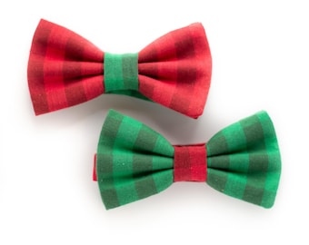 Christmas bow tie, green red bow ties, checkered bow ties for men, boys holiday bowties, mix and match, plaid bow ties, kids toddler dog tie