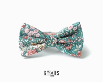 sage green floral bow tie, woodland bow ties, garden wedding bow tie, ditzy floral bowtie, flower bowtie for kids boys toddler, dog bow ties