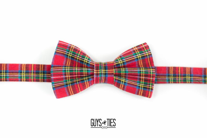 red tartan plaid bow tie and suspender set, Christmas bow ties, mens holiday plaid bow ties, boys plaid suspenders, kids madras bowtie image 7