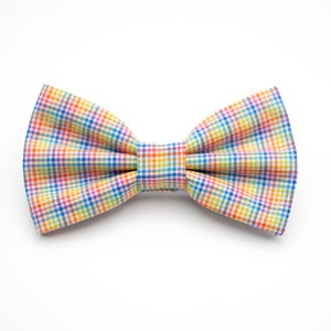 rainbow plaid bow tie, spring mini checkered bow ties, father and son bowties, daddy and me bowtie, colorful spring bowtie, bowties for kids