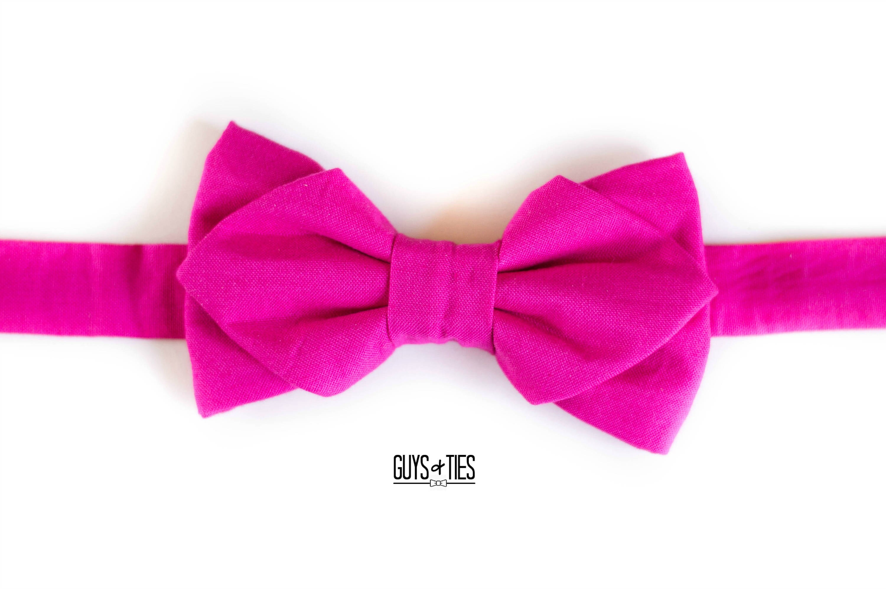 Hot Pink Bow Tie Cotton Linen Bow Tie Unique Prom Bow Ties - Etsy