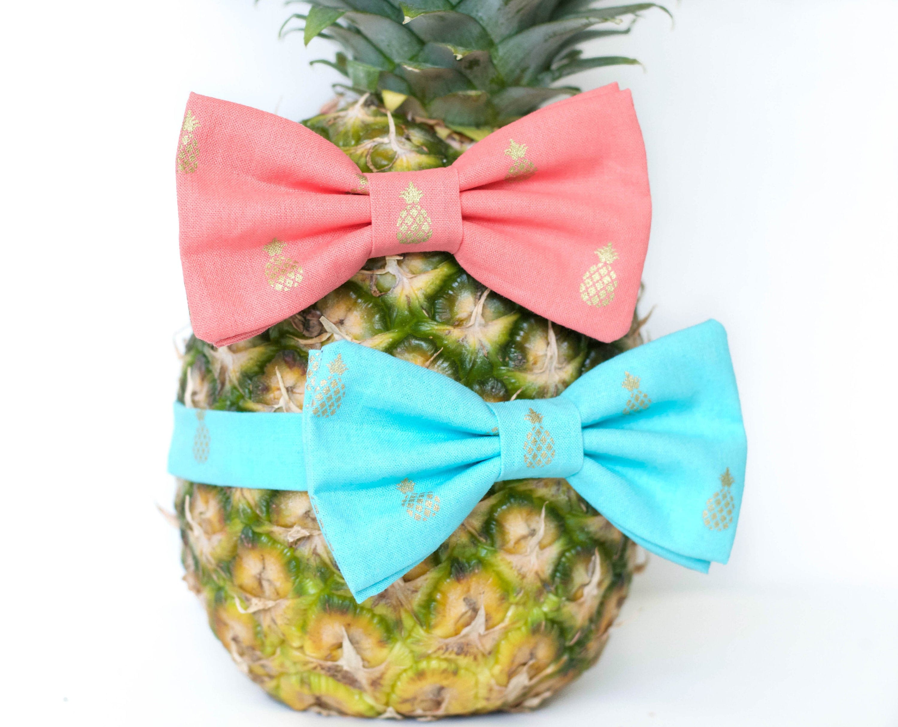 Gold Pineapple Aqua Blue Bow Tie Tropical Bow Tie Bow Ties Etsy
