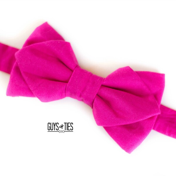 hot pink diamond point bow tie, cotton pointed bow tie, unique prom bow ties, pink bow ties for men, wedding bow tie, pre tied self tie