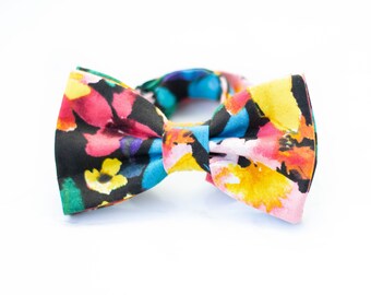 Nœud papillon floral noir, nœuds papillon colorés, nœuds papillon floraux aquarelles pour hommes, nœud papillon fleur garçons, nœud papillon garçons d'honneur, nœuds papillon porte-anneau