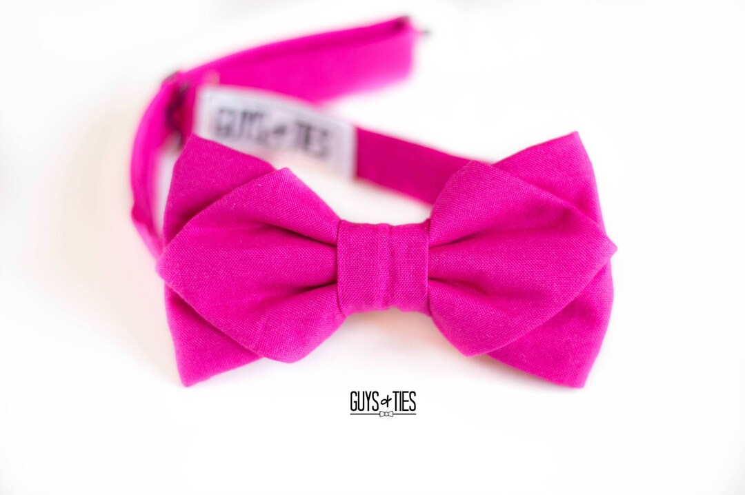 Hot Pink Bow Tie Cotton Linen Bow Tie Unique Prom Bow Ties - Etsy
