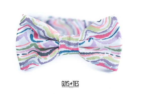 Pastel Chevron Bow Tie Easter Bow Ties Mens Colorful Striped Etsy