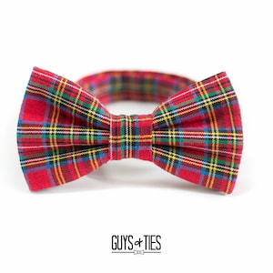 red tartan plaid bow tie and suspender set, Christmas bow ties, mens holiday plaid bow ties, boys plaid suspenders, kids madras bowtie image 5