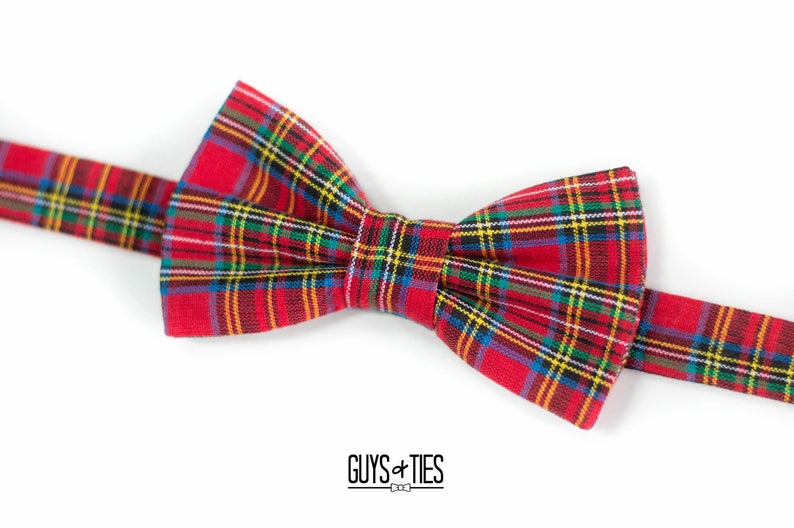 red tartan plaid bow tie and suspender set, Christmas bow ties, mens holiday plaid bow ties, boys plaid suspenders, kids madras bowtie image 8