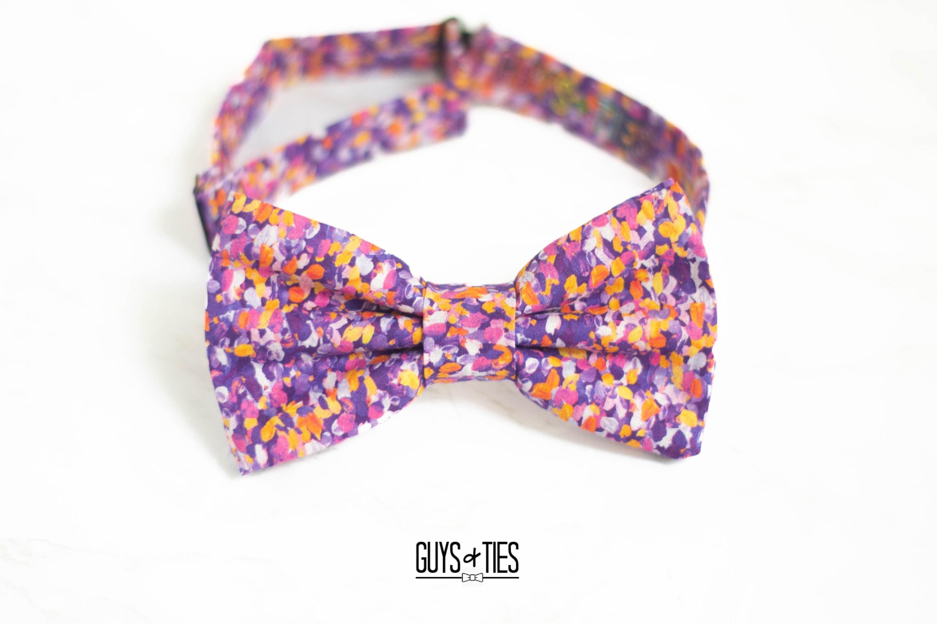 purple and orange bow tie