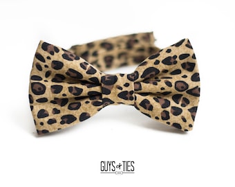 brown cheetah bow tie, mens animal print bow ties, pre tied self tie, unique wedding bowtie, wild safari kids bow tie, leopard pocket square