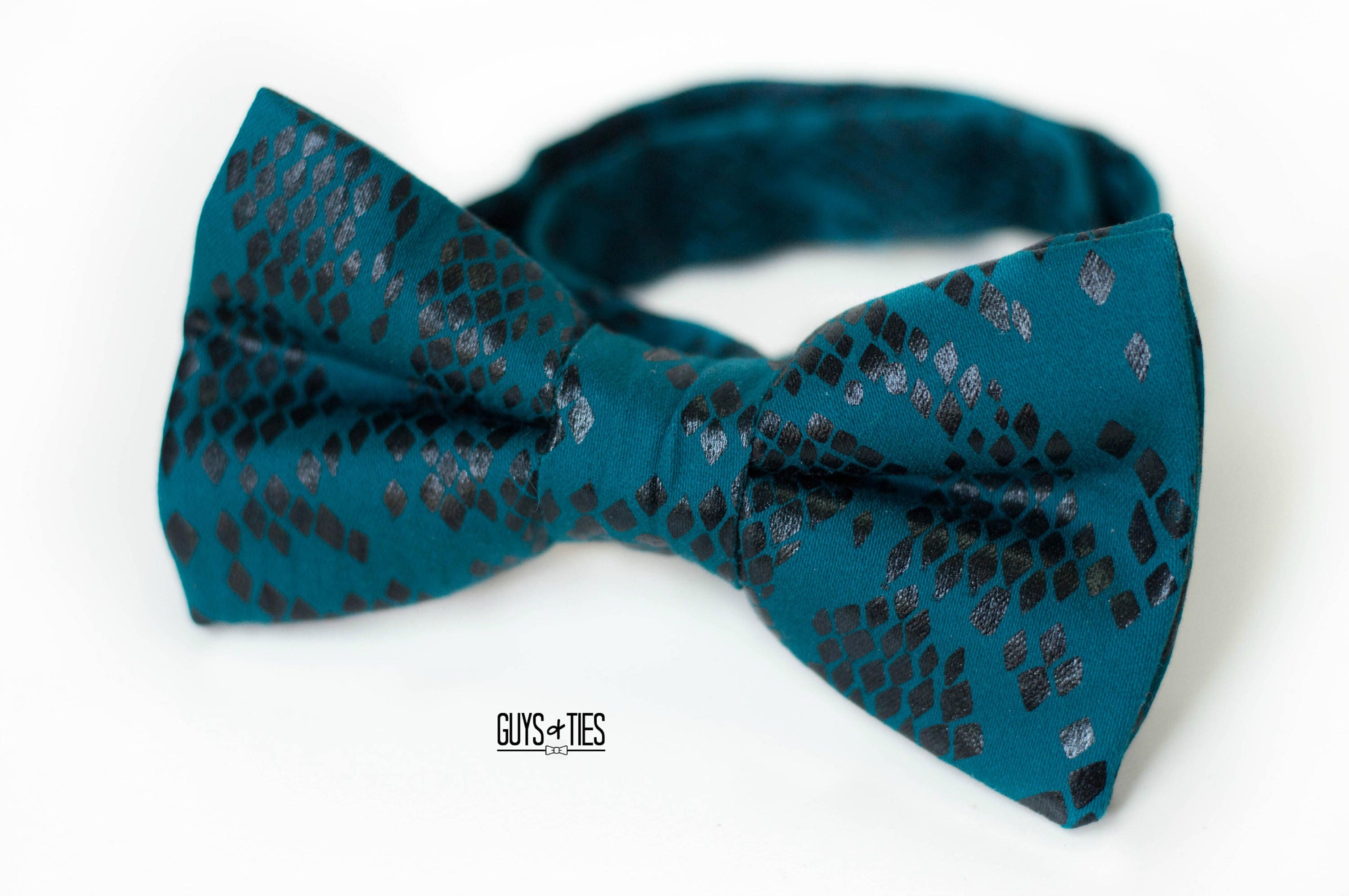 Teal Snake Print Bow Tie Mens Animal Print Bow Ties Snakes Etsy
