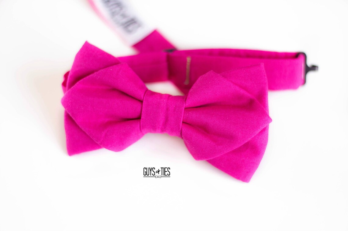 Hot Pink Bow Tie Cotton Linen Bow Tie Unique Prom Bow Ties - Etsy