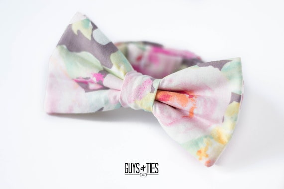 watercolor floral bow tie, matching father son bow ties, mens pastel bowtie, gray flowers bow tie, spring spring bowties, boys toddler kids