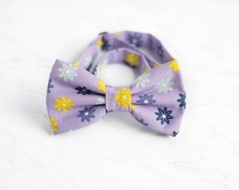 lavender floral bow tie, daisy flower bow tie, purple bowtie for men, mini flower bow ties, lilac wedding bow tie for groomsmen, dog bow tie