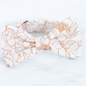 rose gold floral bow tie, ivory floral bowties, rose gold wedding bowtie, boys floral bowtie, metallic gold bow tie, prom bow tie, off white