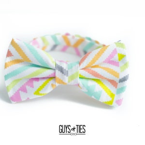 colorful geometric bow tie, wedding bow ties, mens chevron design bowties, pastel bowtie for boys, rainbow groomsmen bow ties, spring bowtie image 8