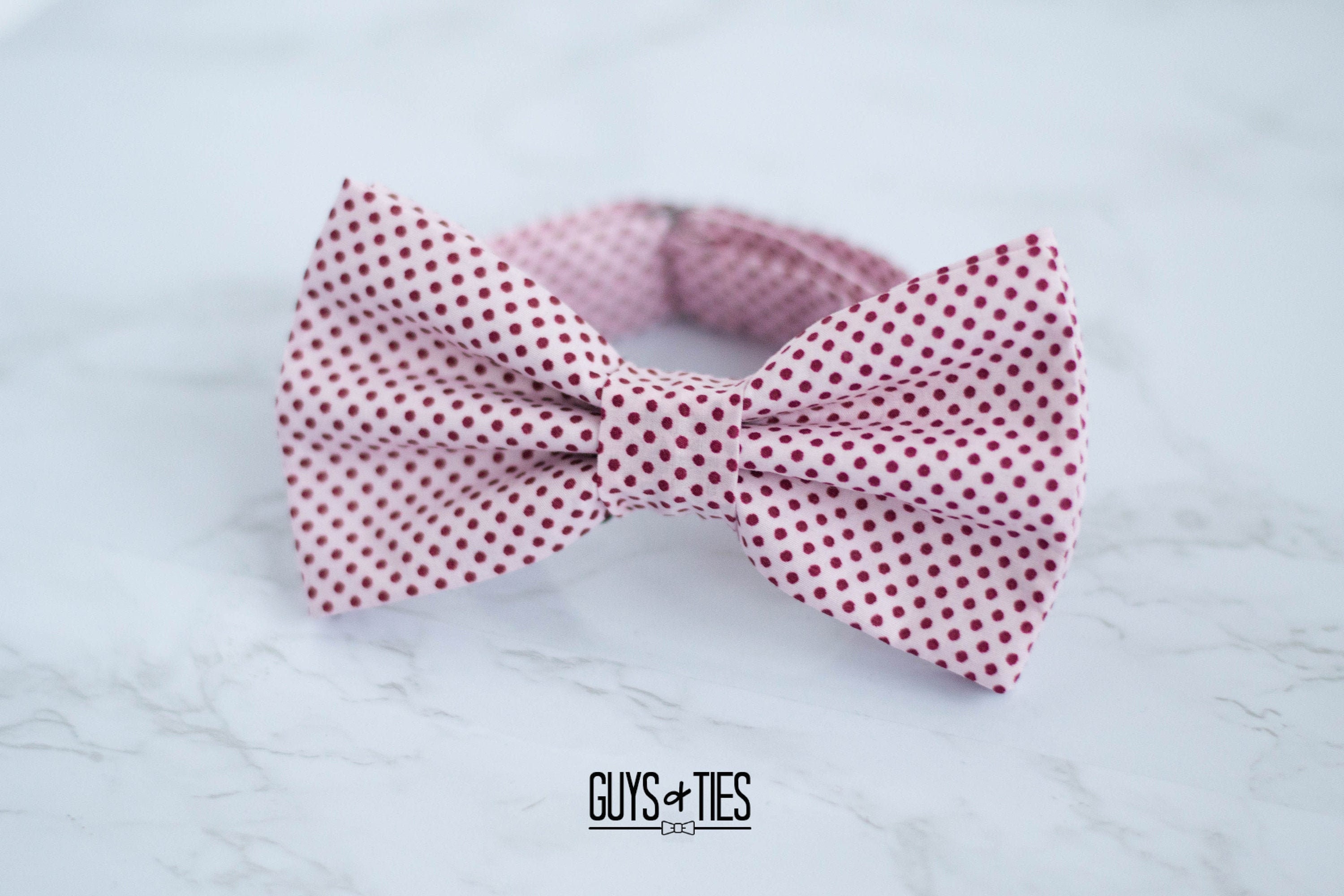 Pink Polka Dot Bow Tie Blush Pink Bow Tie Blush Bowtie Men Etsy