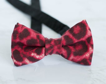 red black leopard bow tie, cheetah print bow tie for men, animal print bowties, school dance bow tie, oversized bow tie, pre tied bow ties