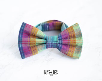 colorful plaid bow tie, Easter bow ties, preppy bow ties for men, multicolored kids bowtie, birthday dog bow ties, fun checkered bowties