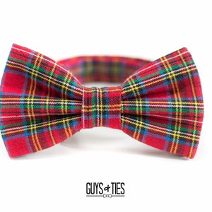 red tartan plaid bow tie and suspender set, Christmas bow ties, mens holiday plaid bow ties, boys plaid suspenders, kids madras bowtie image 3