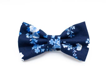 dark blue floral bow tie, dusty blue flower bowties, navy wedding bowtie, groom ring bearer bowties, pre tied self tie, boys kids bow ties