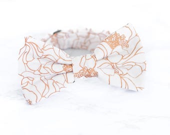 rose gold floral bow tie, ivory floral bowties, rose gold wedding bowtie, boys floral bowtie, metallic gold bow tie, prom bow tie, off white