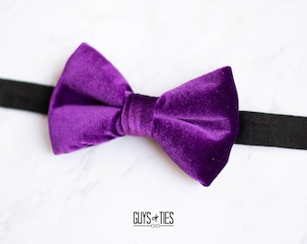 magenta purple velvet bow tie, gala event bowties for men, velveteen wedding bowtie, boys velvet bow tie, school dance bowtie, fancy bow tie