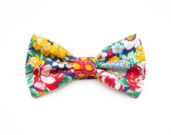 garden floral bow tie, navy blue red yellow bow ties, packed flowers wedding bow tie, country floral bow tie, pretied self tie, men kids boy