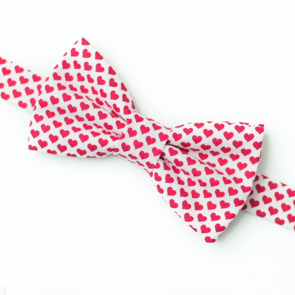 mini red hearts bow tie, love bow ties for men, boys red bow tie, Valentine's bow tie, tiny heart bow tie, baby boy Vday outfit, dog bow tie